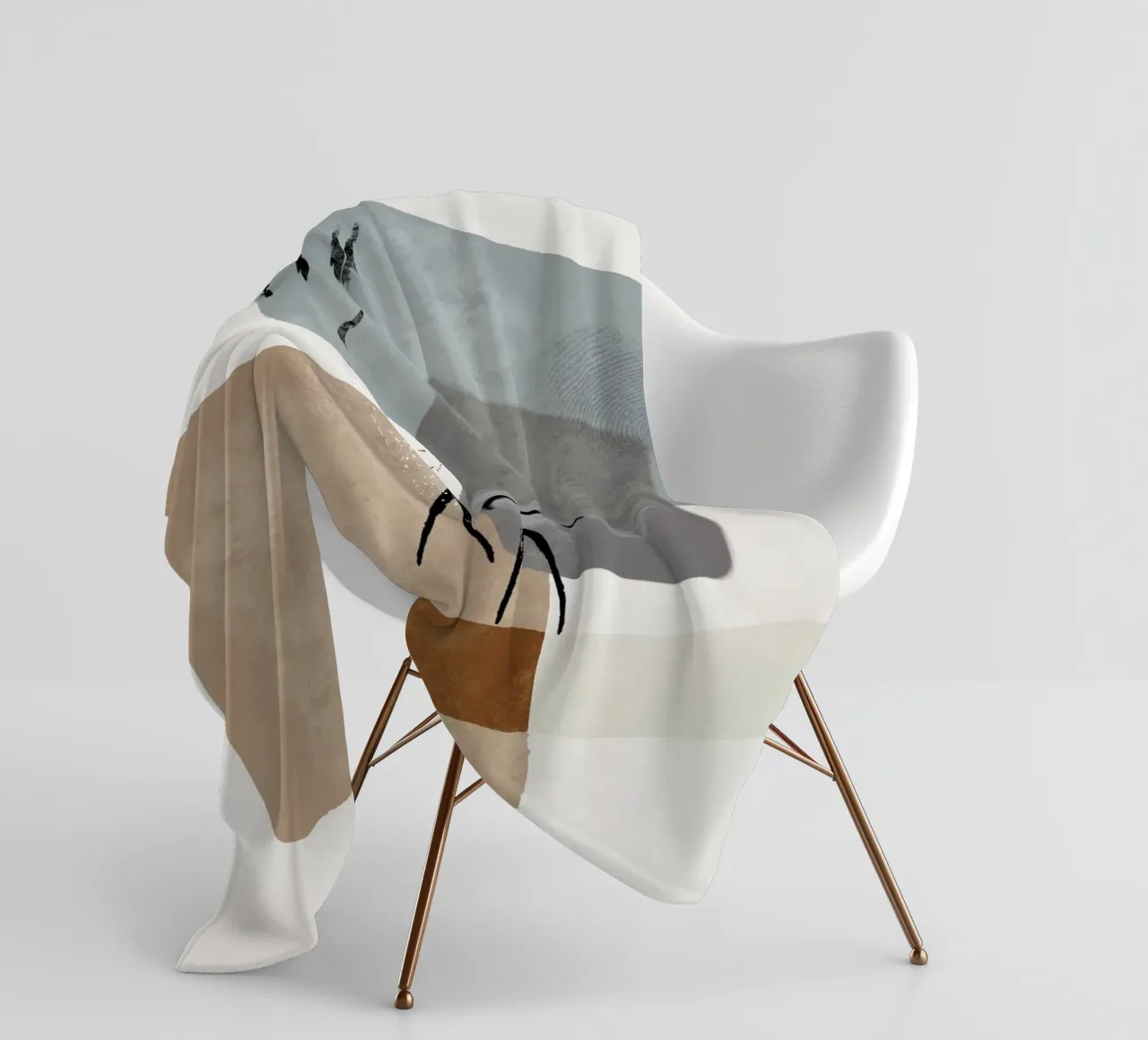 Modern abstract organic shapes and lines in earth tones coperta in pile da Imaginative