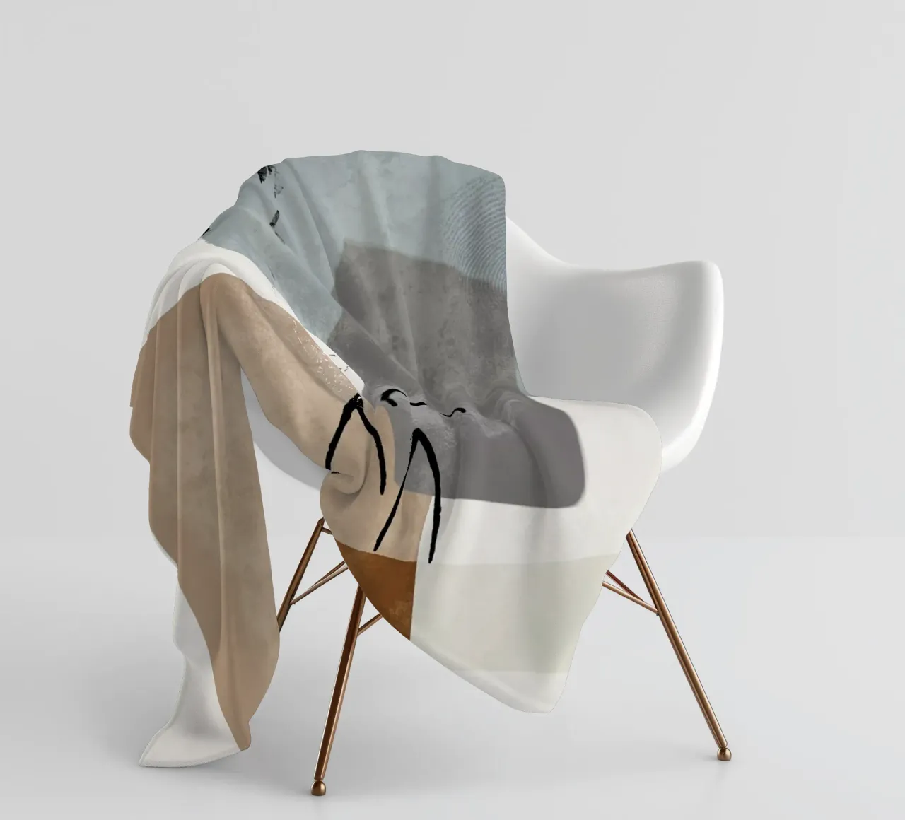 Modern abstract organic shapes and lines in earth tones coperta in pile da Imaginative