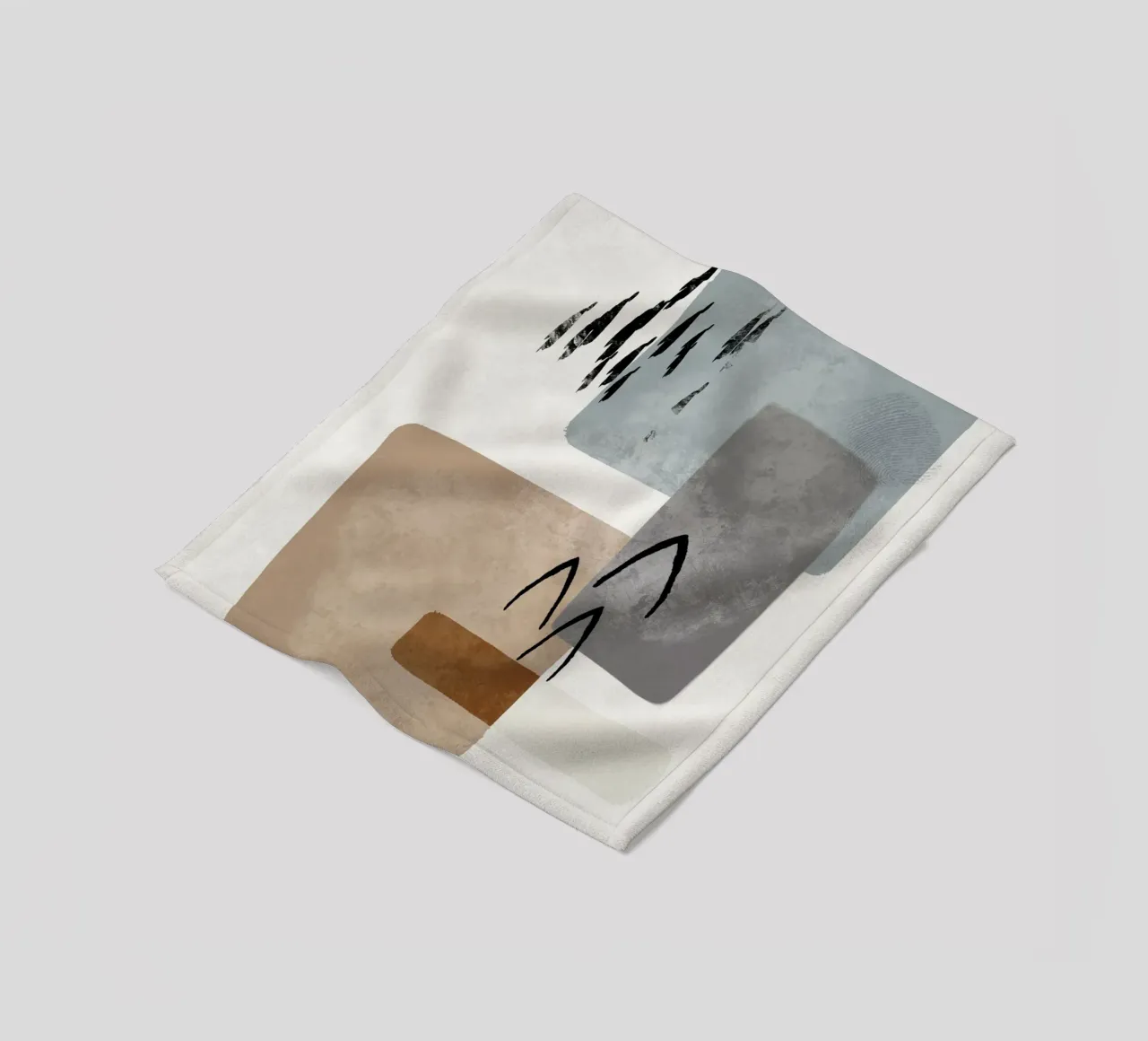 Modern abstract organic shapes and lines in earth tones coperta in pile da Imaginative