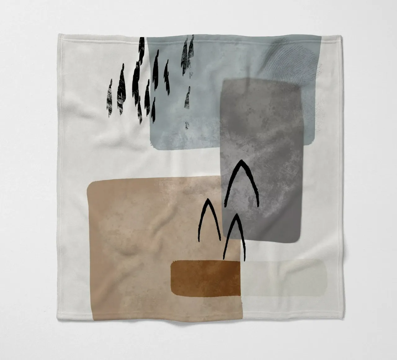 Modern abstract organic shapes and lines in earth tones coperta in pile da Imaginative
