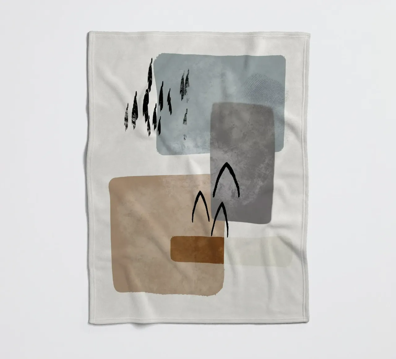Modern abstract organic shapes and lines in earth tones coperta in pile da Imaginative