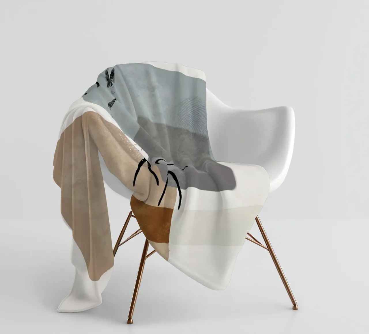Modern abstract organic shapes and lines in earth tones coperta in pile da Imaginative