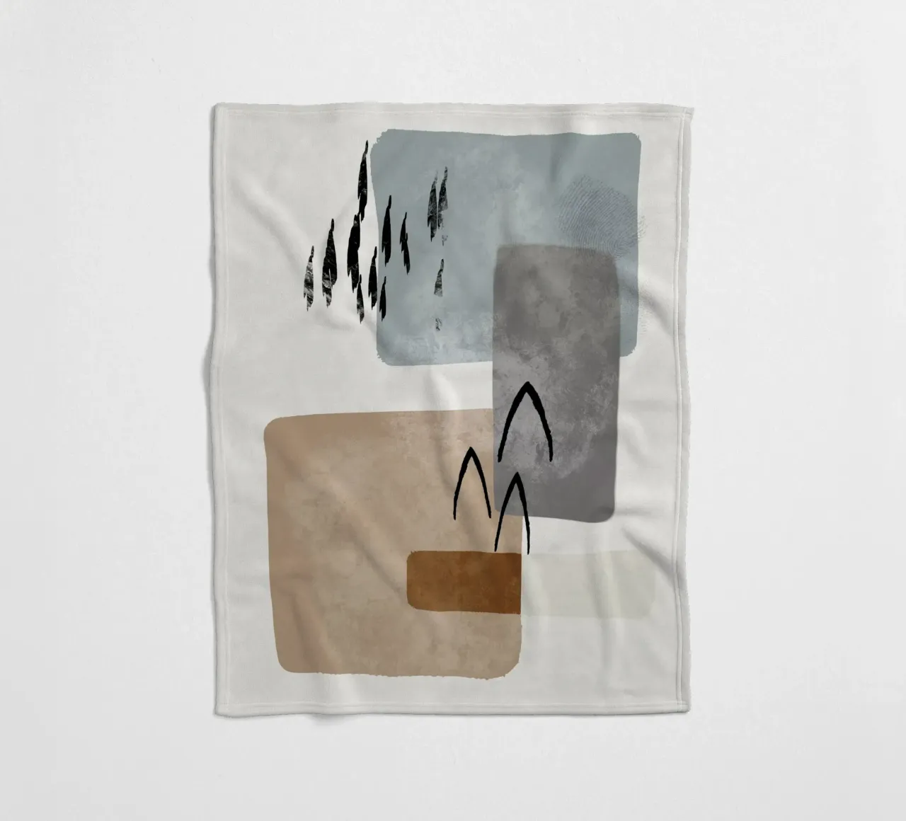 Modern abstract organic shapes and lines in earth tones coperta in pile da Imaginative
