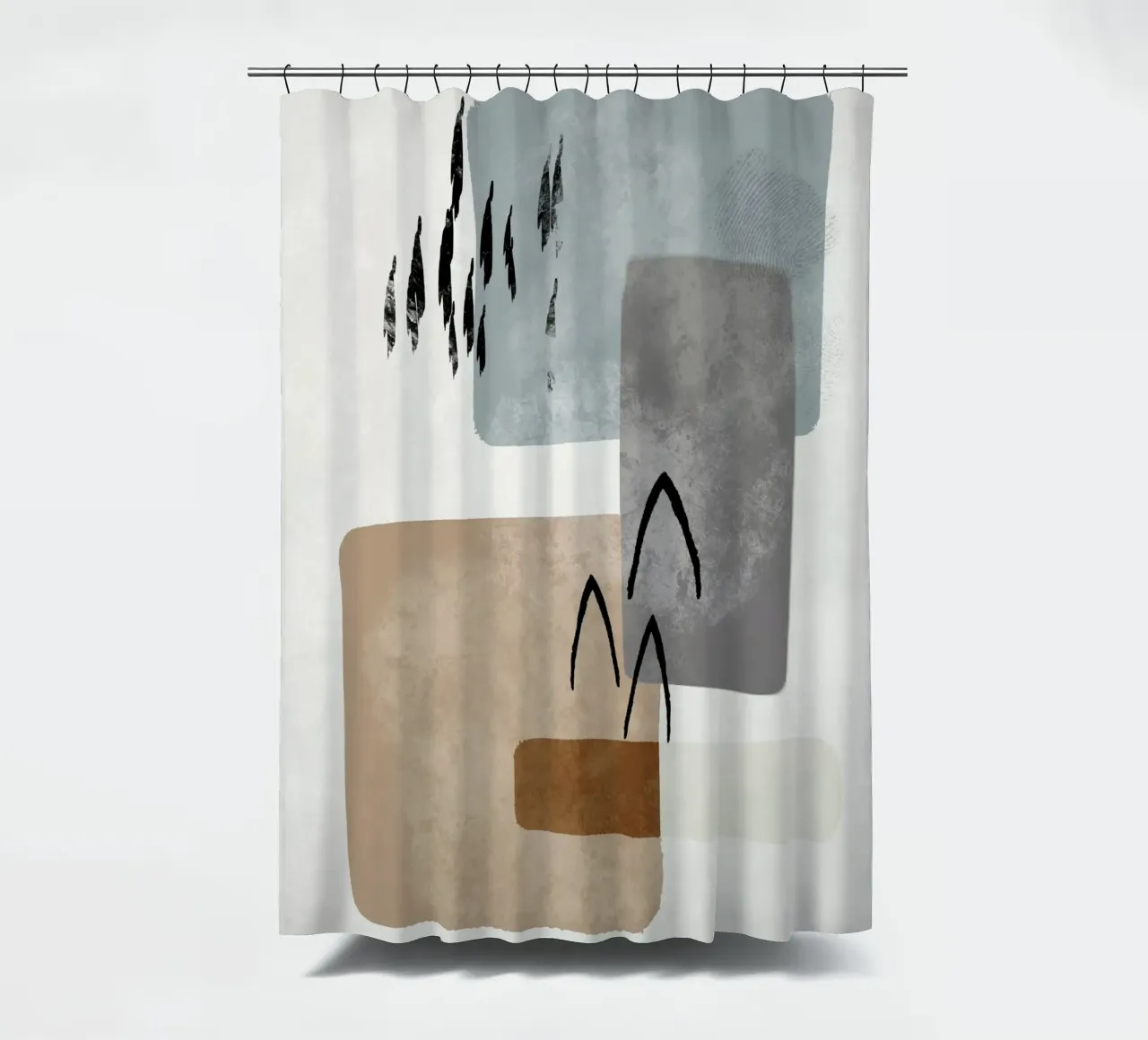Modern abstract organic shapes and lines in earth tones tenda da doccia da Imaginative