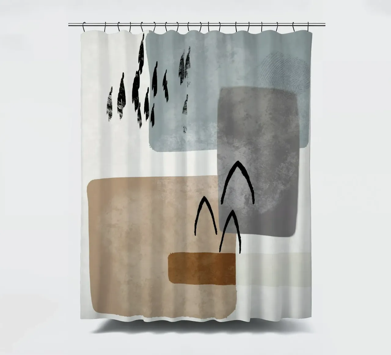 Modern abstract organic shapes and lines in earth tones tenda da doccia da Imaginative