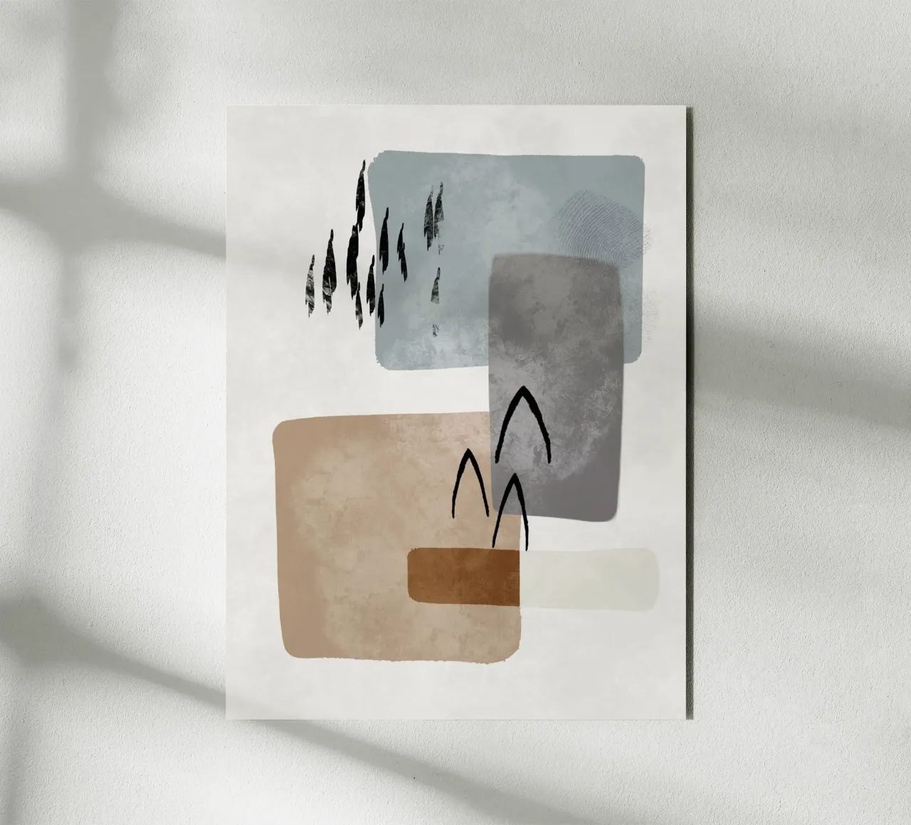 Modern abstract organic shapes and lines in earth tones alluminio dibond da Imaginative