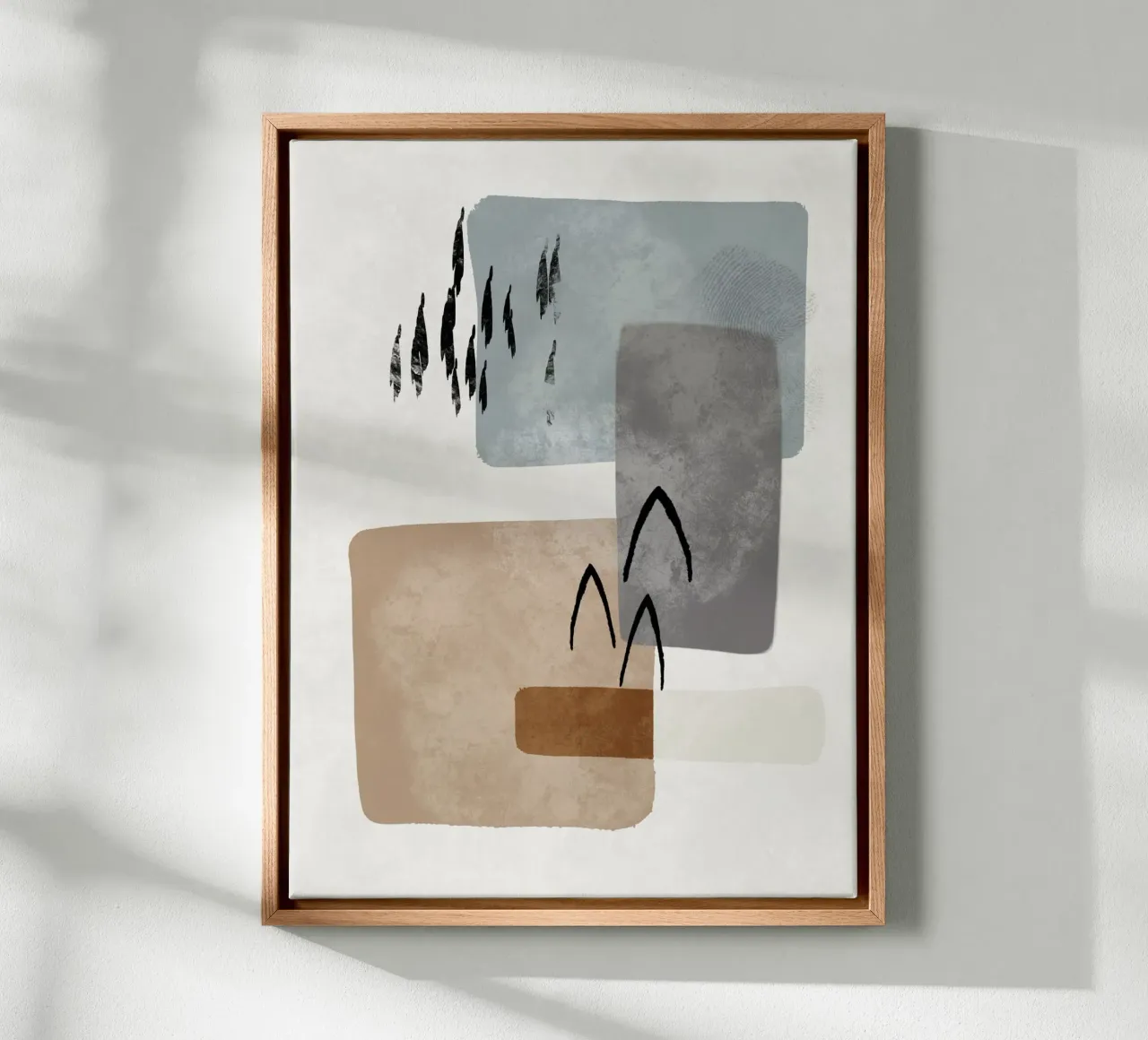 Modern abstract organic shapes and lines in earth tones tela da Imaginative