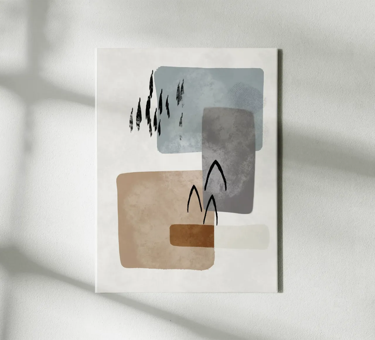 Modern abstract organic shapes and lines in earth tones tela da Imaginative