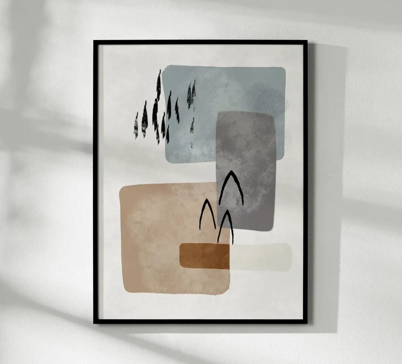 Modern abstract organic shapes and lines in earth tones poster da Imaginative