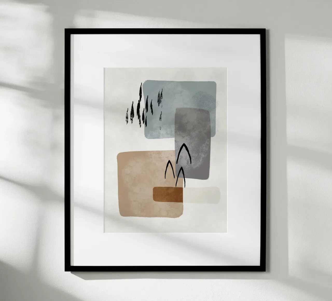 Modern abstract organic shapes and lines in earth tones poster da Imaginative