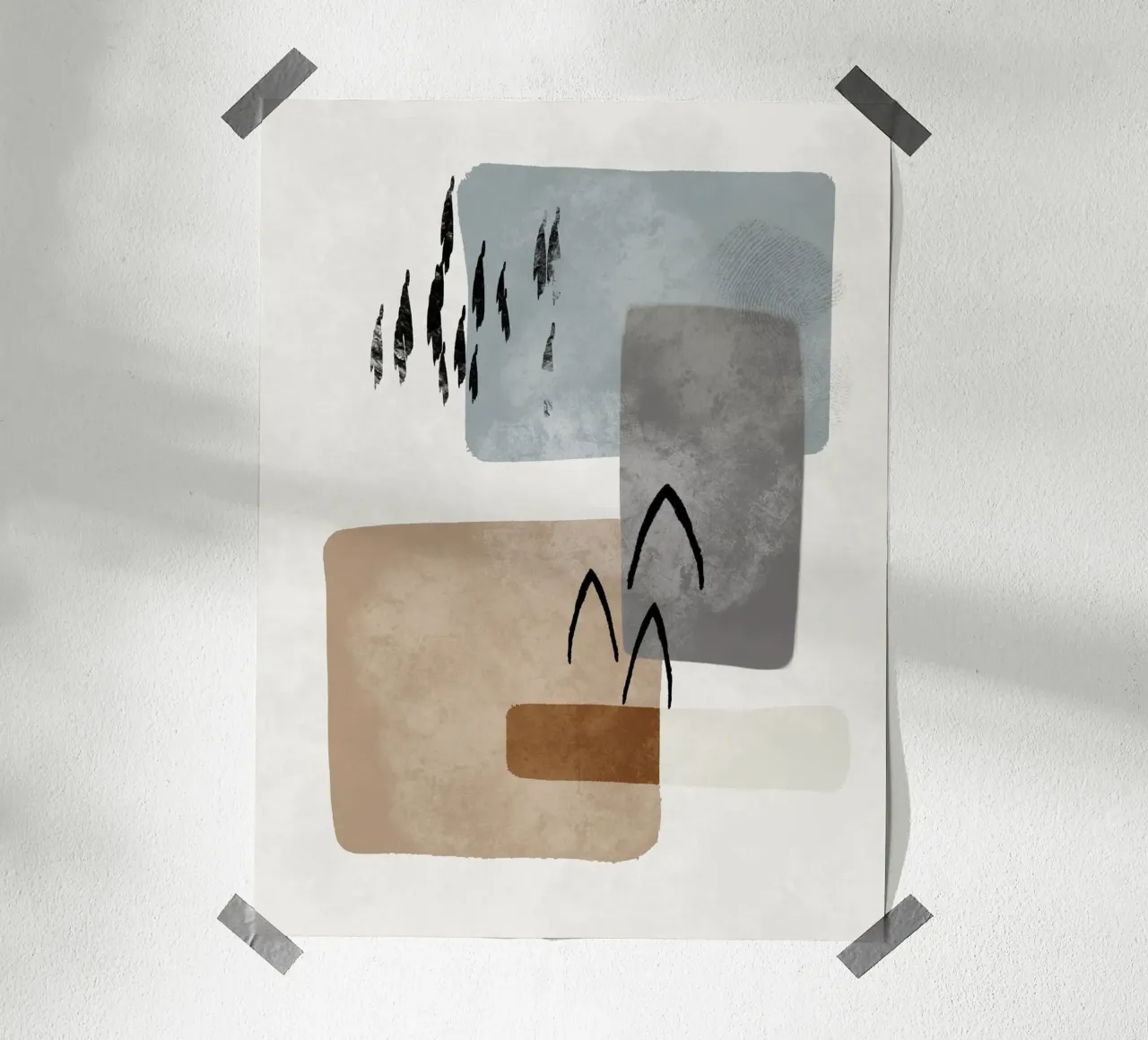 Modern abstract organic shapes and lines in earth tones poster da Imaginative