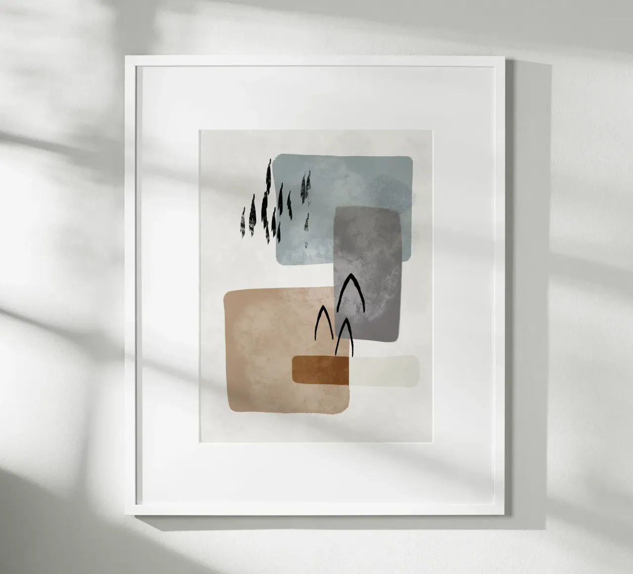 Modern abstract organic shapes and lines in earth tones poster da Imaginative