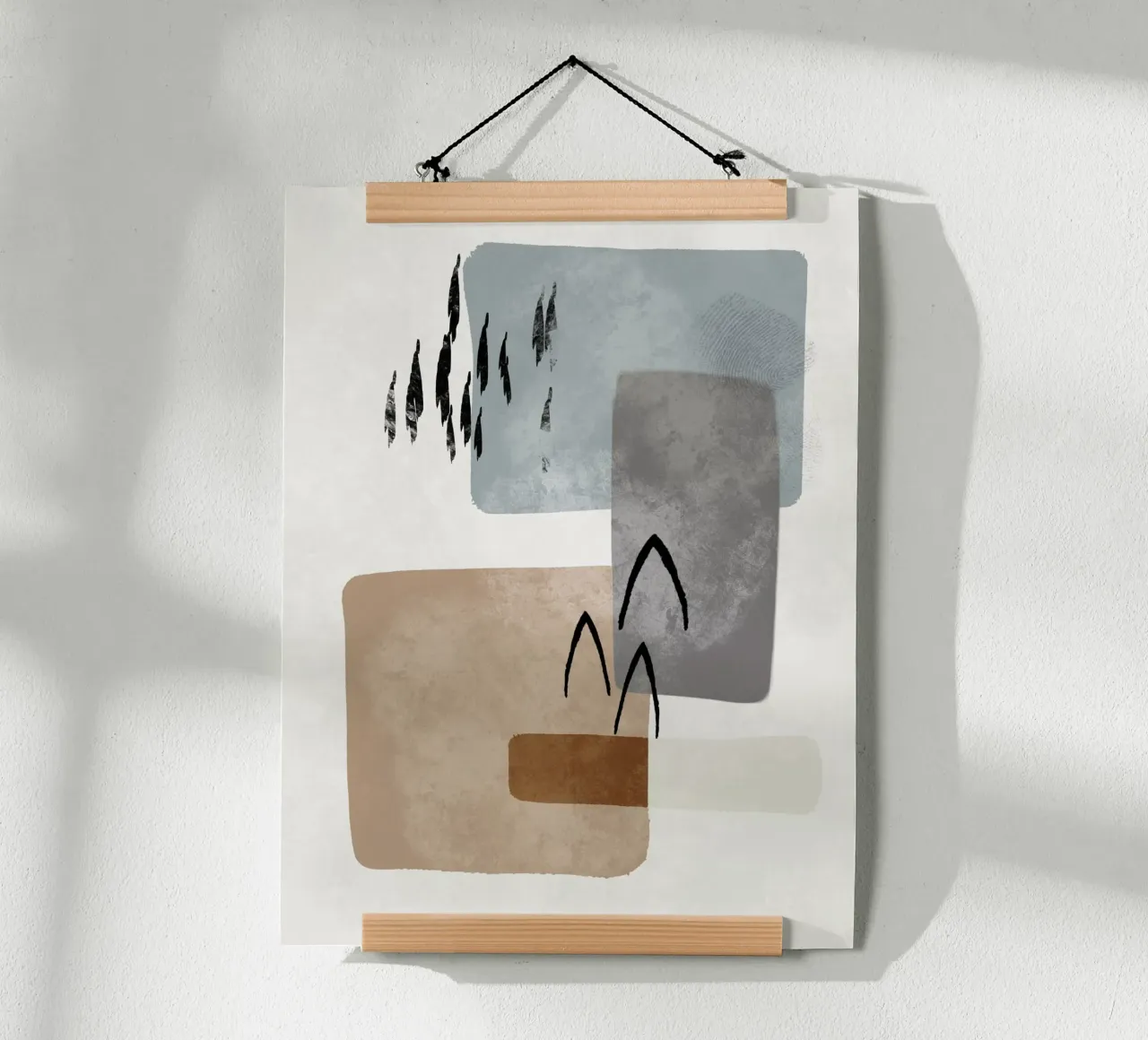 Modern abstract organic shapes and lines in earth tones poster da Imaginative
