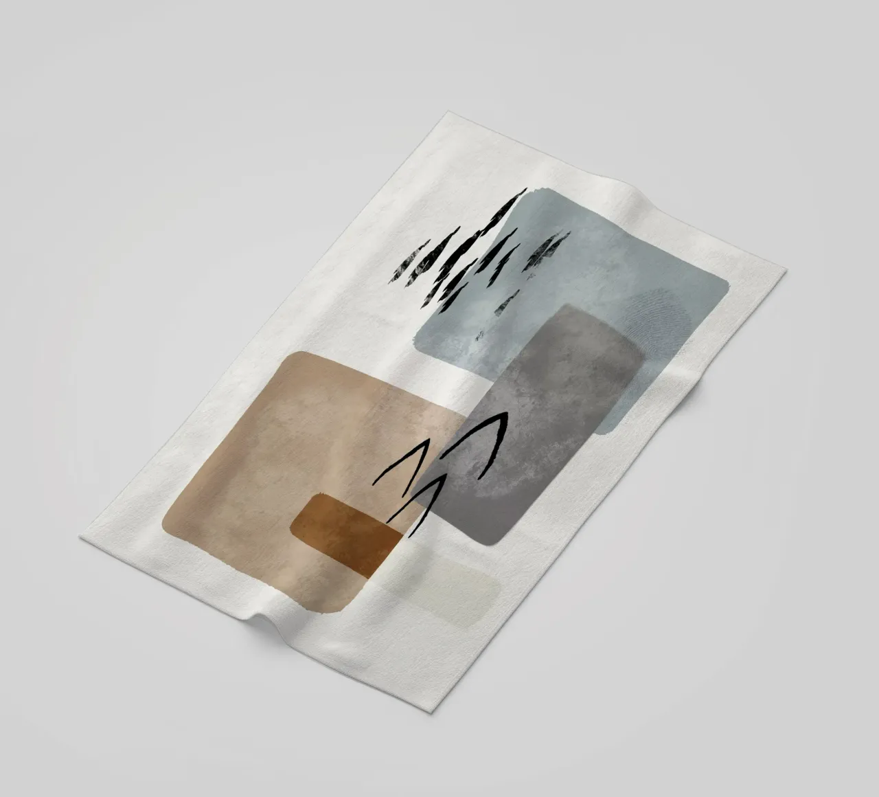 Modern abstract organic shapes and lines in earth tones telo mare da Imaginative