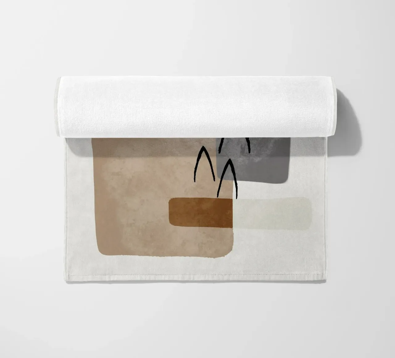 Modern abstract organic shapes and lines in earth tones telo mare da Imaginative