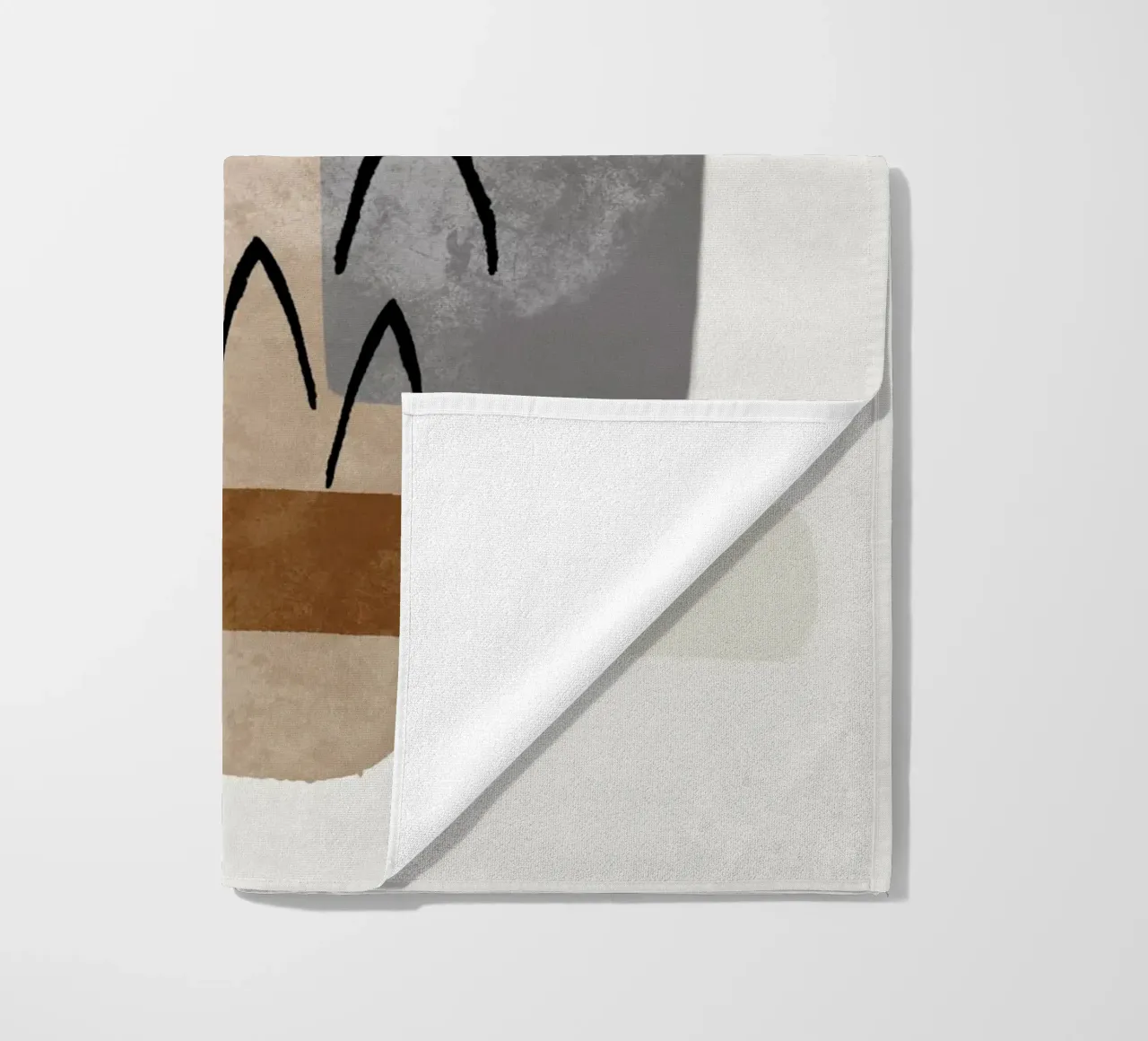 Modern abstract organic shapes and lines in earth tones telo mare da Imaginative