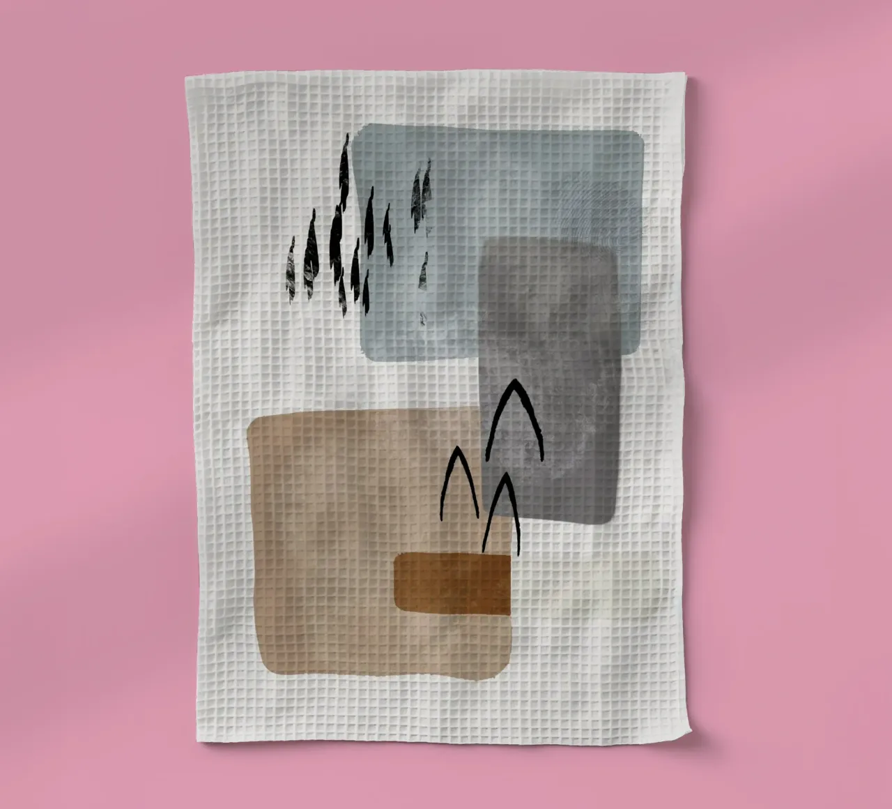 Modern abstract organic shapes and lines in earth tones torchon de Imaginative