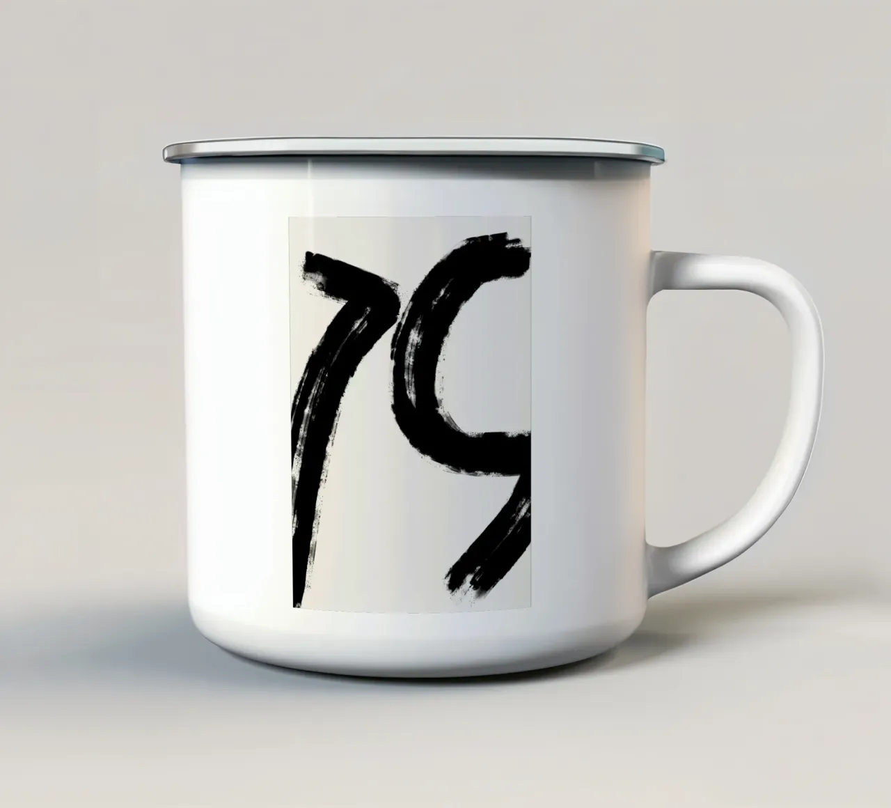 Minimalist Japandi artwork with black brushstrokes VI tazza in smalto da Imaginative
