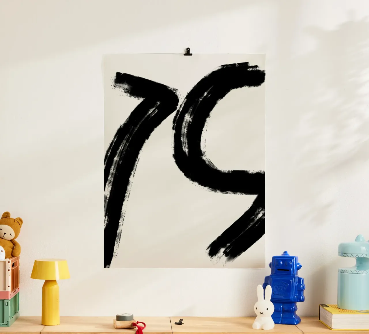 Minimalist Japandi artwork with black brushstrokes VI hahnemühle by Imaginative