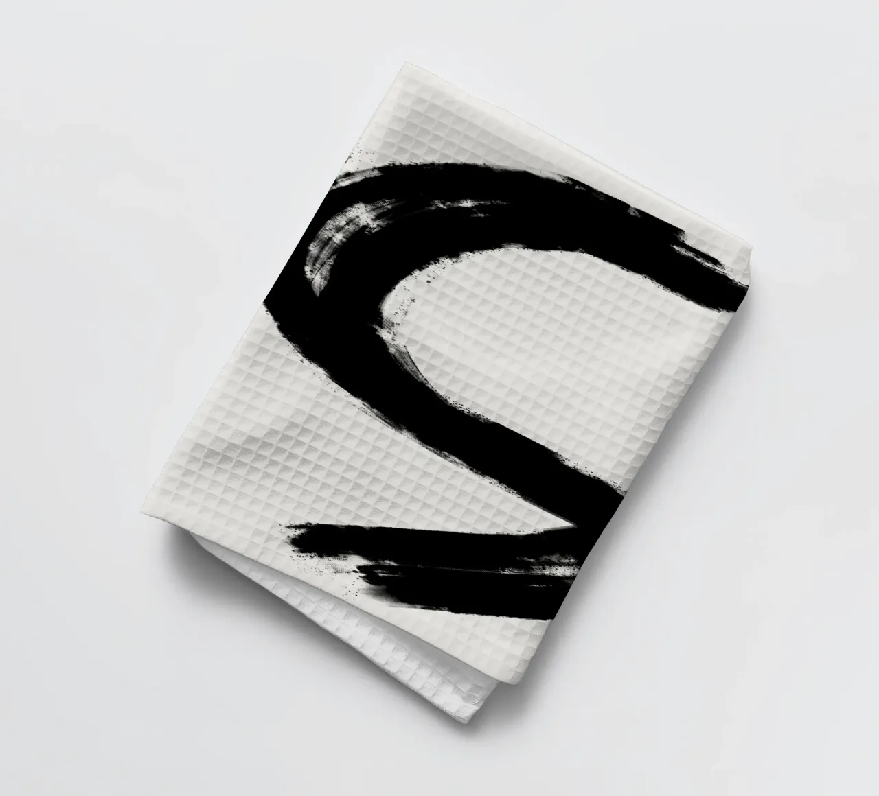 Minimalist Japandi artwork with black brushstrokes VI tea towel by Imaginative