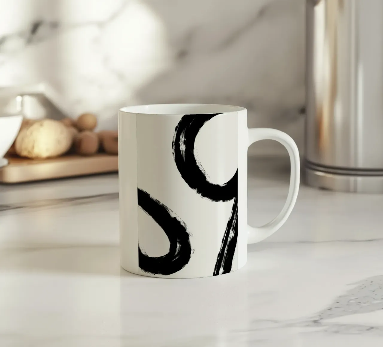 Minimalist Japandi artwork with black brushstrokes V tazza in ceramica da Imaginative