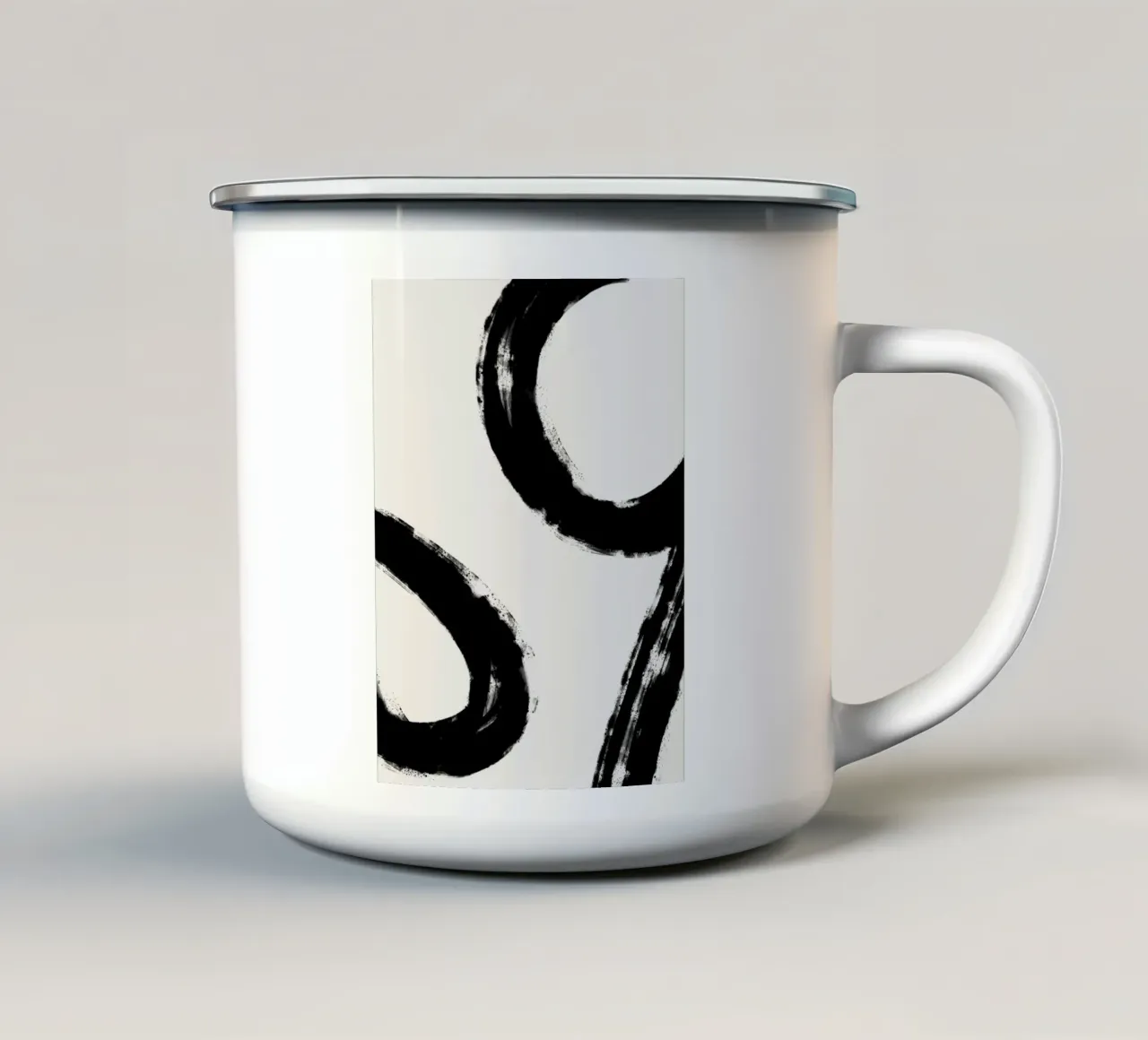 Minimalist Japandi artwork with black brushstrokes V tazza in smalto da Imaginative