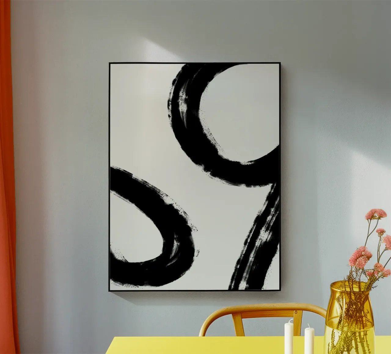 Minimalist Japandi artwork with black brushstrokes V plexiglass da Imaginative