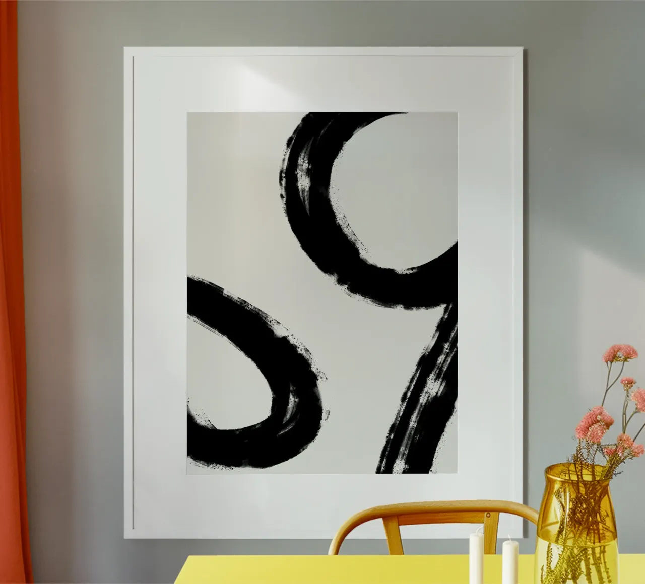 Minimalist Japandi artwork with black brushstrokes V carta hahnemühle da Imaginative