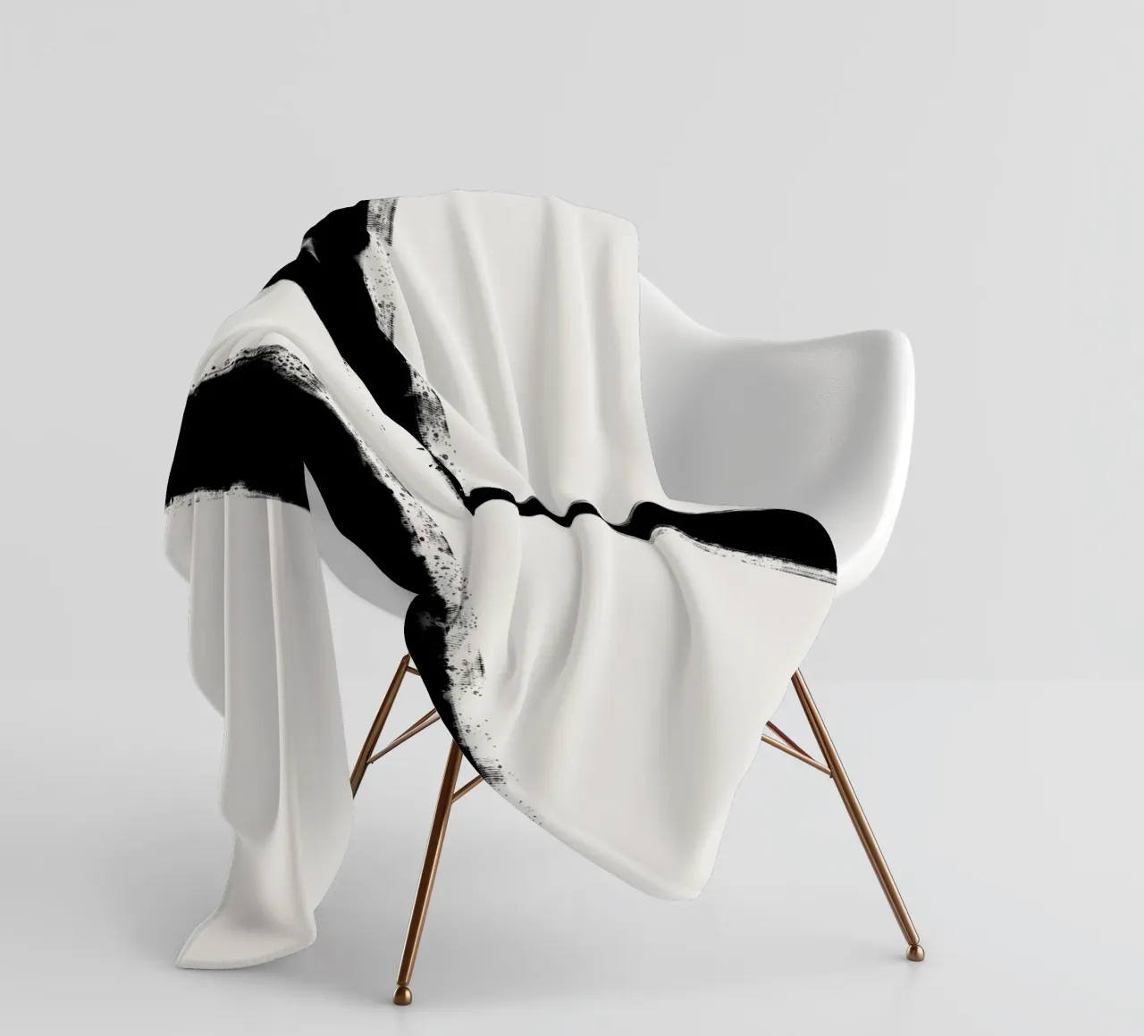 Minimalist Japandi artwork with black brushstrokes IV coperta in pile da Imaginative