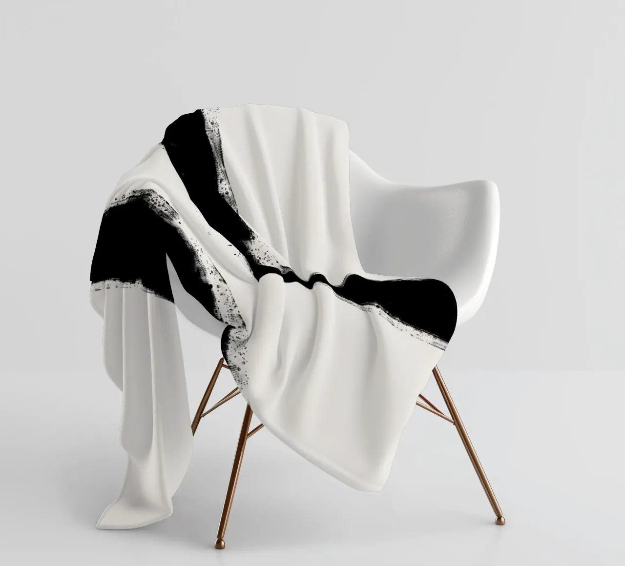 Minimalist Japandi artwork with black brushstrokes IV coperta in pile da Imaginative