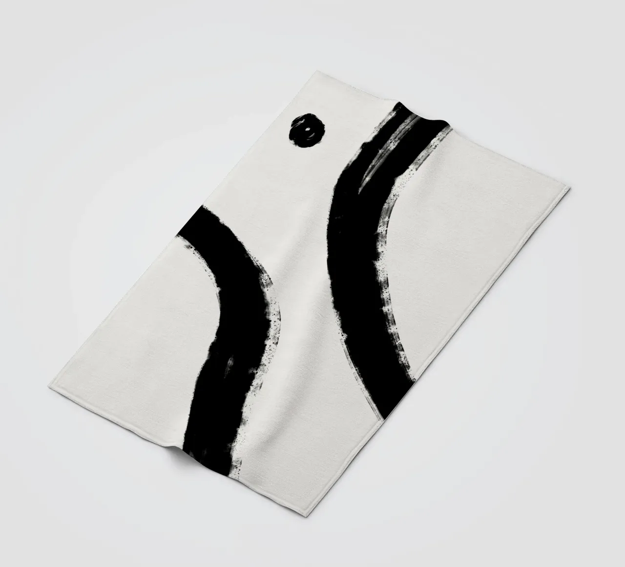Minimalist Japandi artwork with black brushstrokes IV coperta in pile da Imaginative