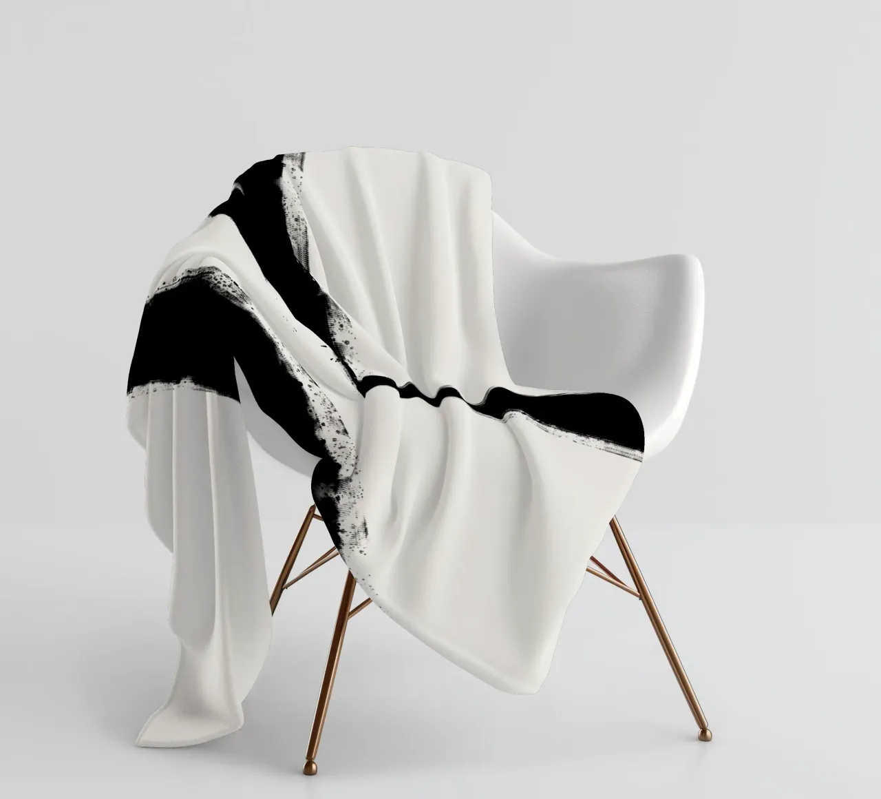 Minimalist Japandi artwork with black brushstrokes IV coperta in pile da Imaginative