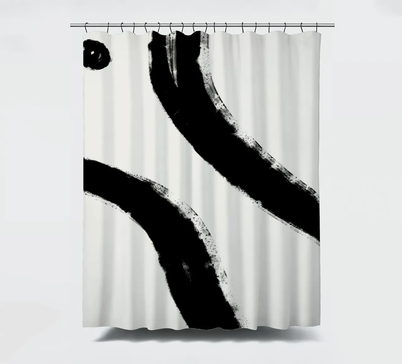 Minimalist Japandi artwork with black brushstrokes IV shower curtain by Imaginative