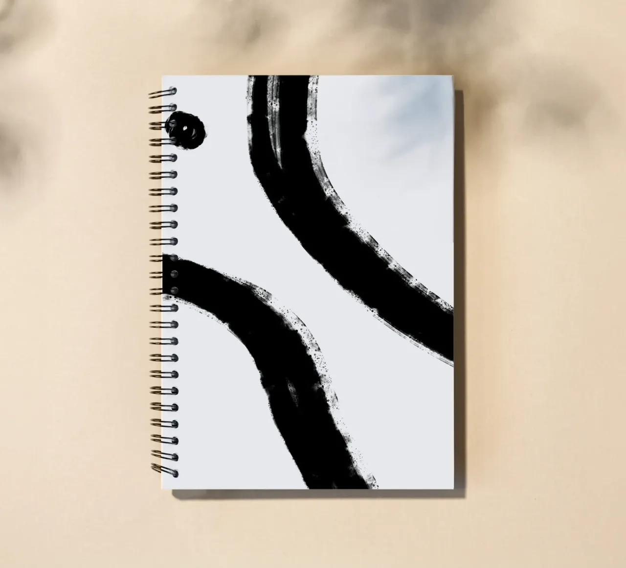 Minimalist Japandi artwork with black brushstrokes IV spiral notebook by Imaginative