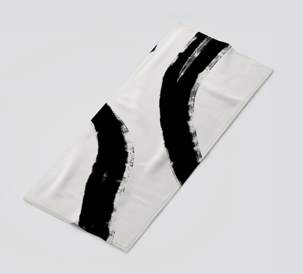 Minimalist Japandi artwork with black brushstrokes IV telo mare da Imaginative