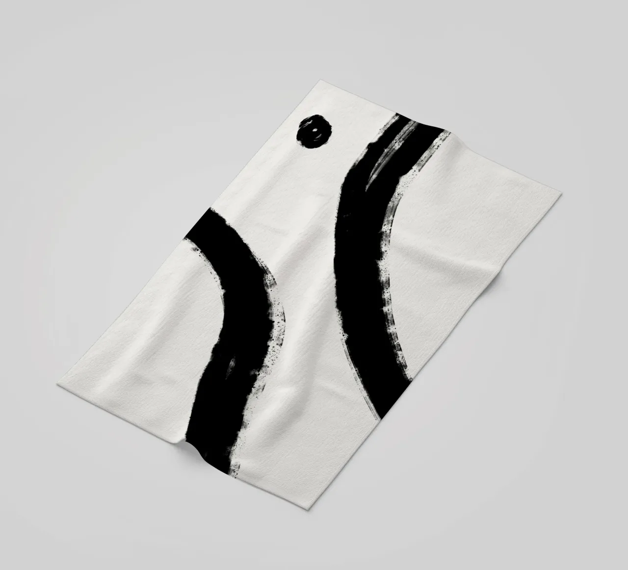 Minimalist Japandi artwork with black brushstrokes IV telo mare da Imaginative