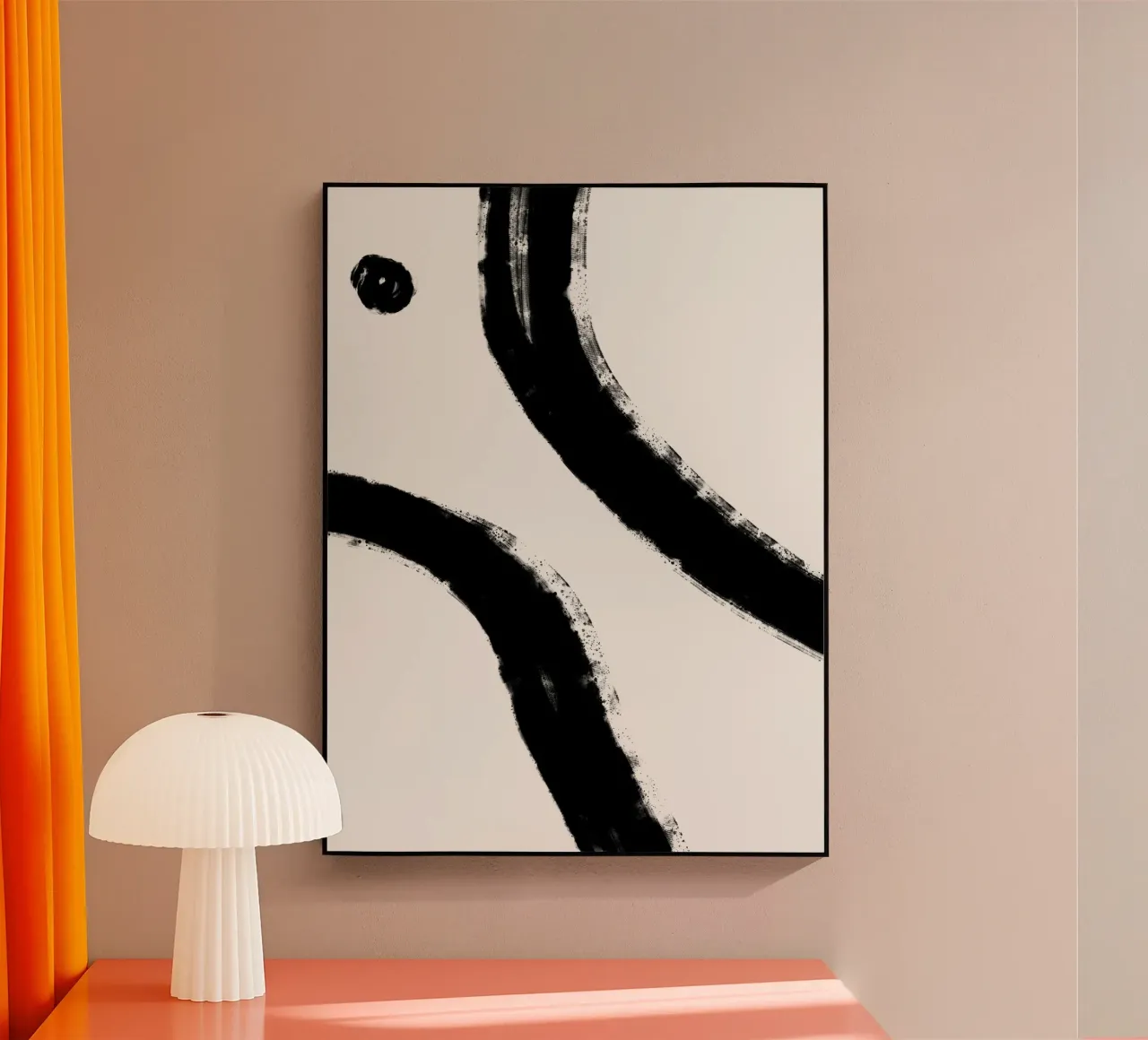 Minimalist Japandi artwork with black brushstrokes IV plexiglass da Imaginative