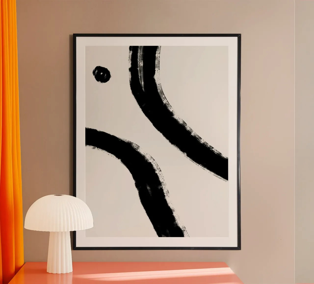 Minimalist Japandi artwork with black brushstrokes IV carta hahnemühle da Imaginative