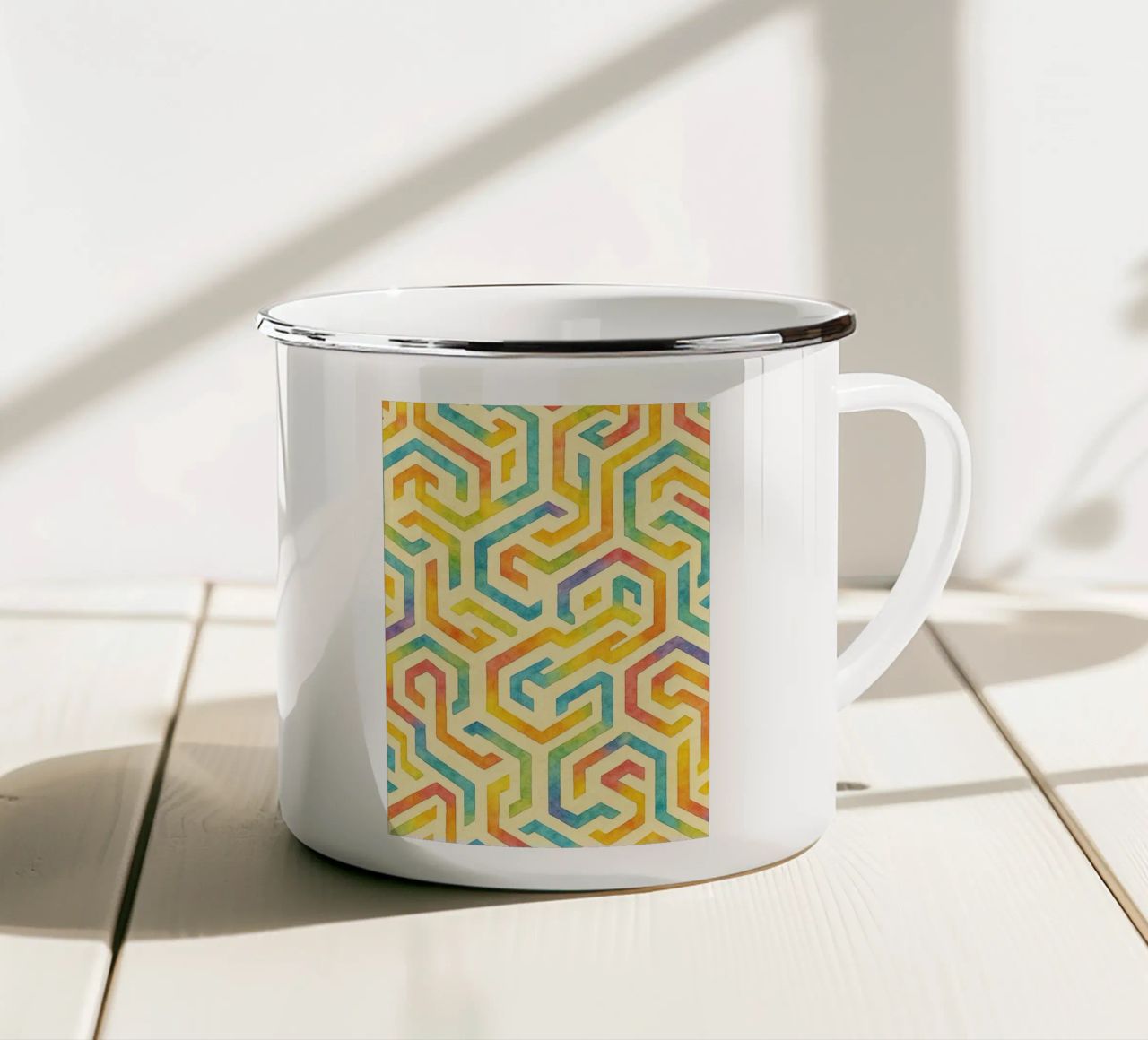 linee geometriche astratte tazza in smalto da arkhanz