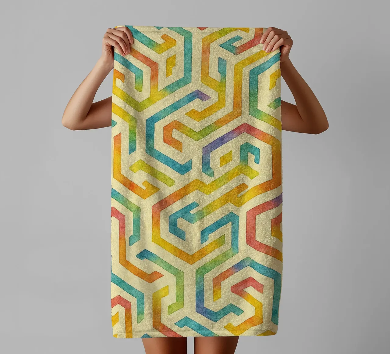 abstract line geometrics towel by arkhanz