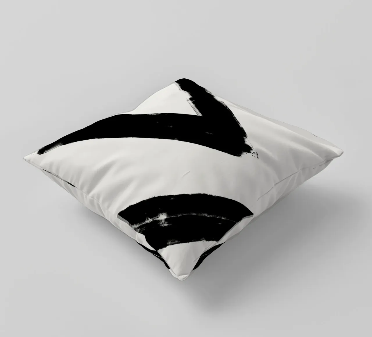 Minimalist Japandi artwork with black brushstrokes III cuscino da Imaginative
