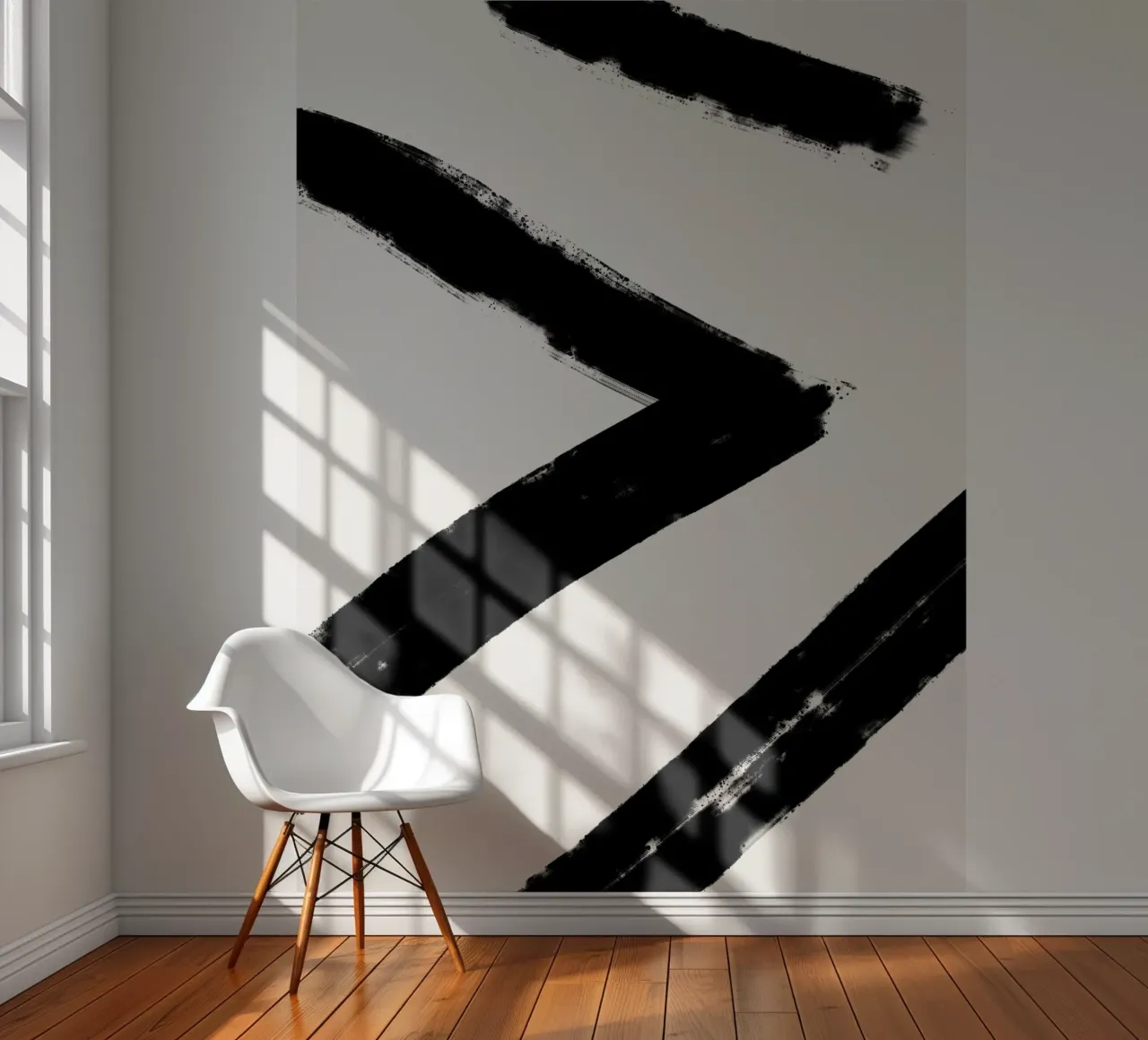 Minimalist Japandi artwork with black brushstrokes III photo wallpaper by Imaginative
