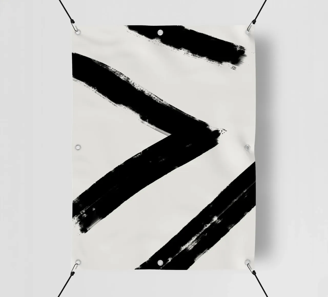 Minimalist Japandi artwork with black brushstrokes III telo in pvc da Imaginative