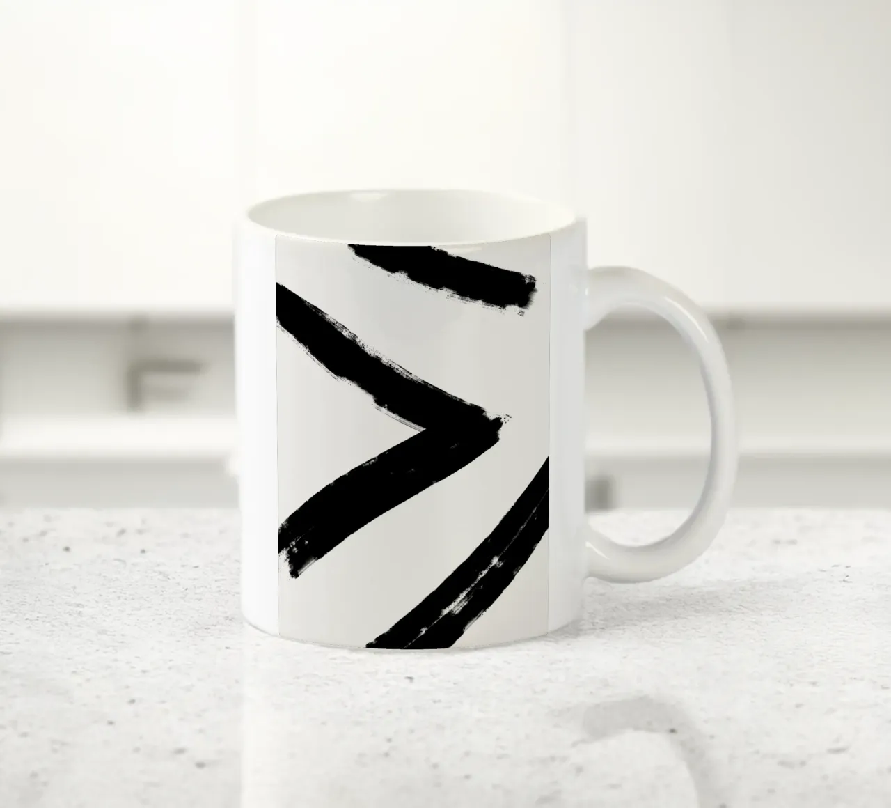 Minimalist Japandi artwork with black brushstrokes III tazza in ceramica da Imaginative