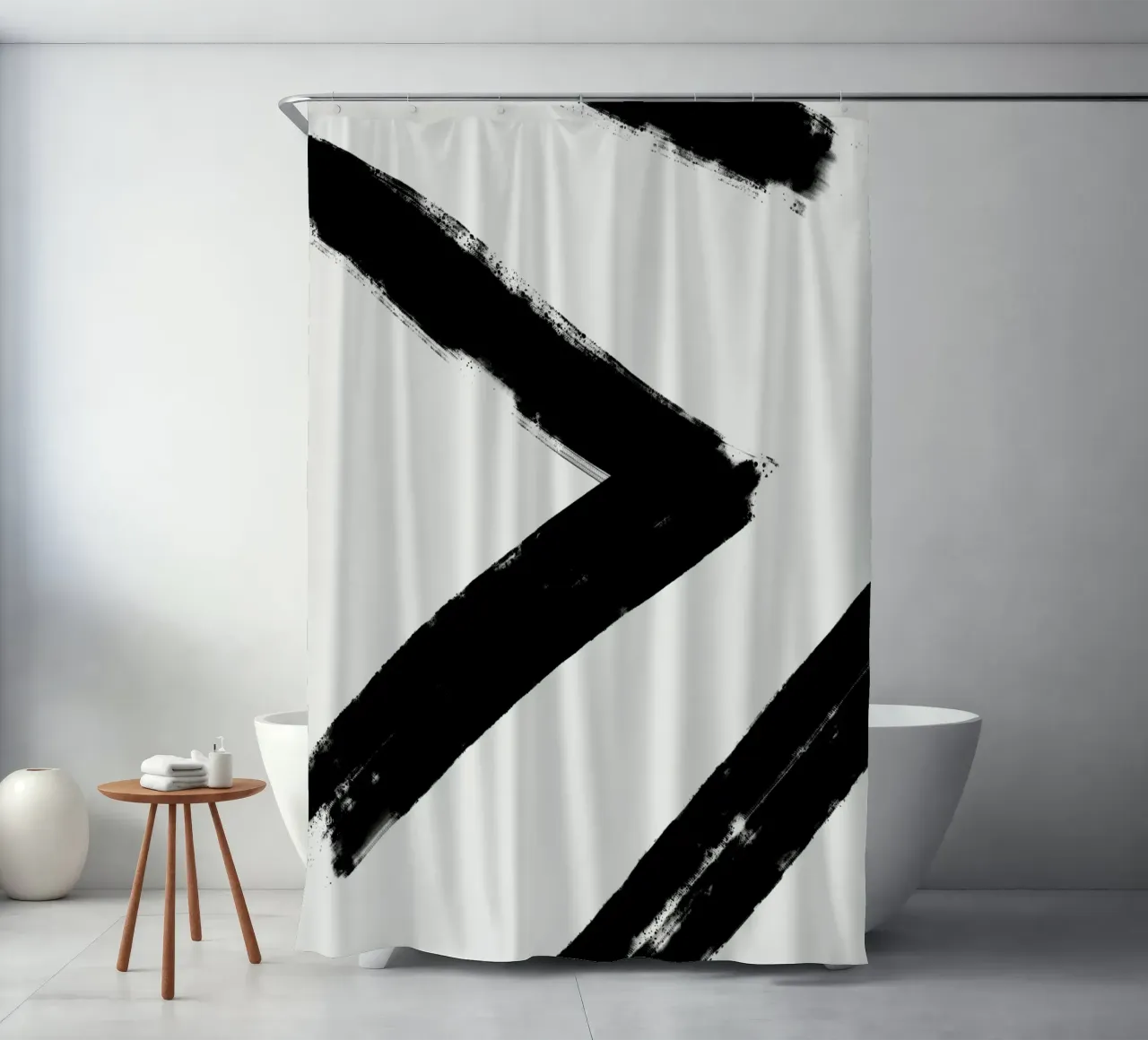Minimalist Japandi artwork with black brushstrokes III tenda da doccia da Imaginative