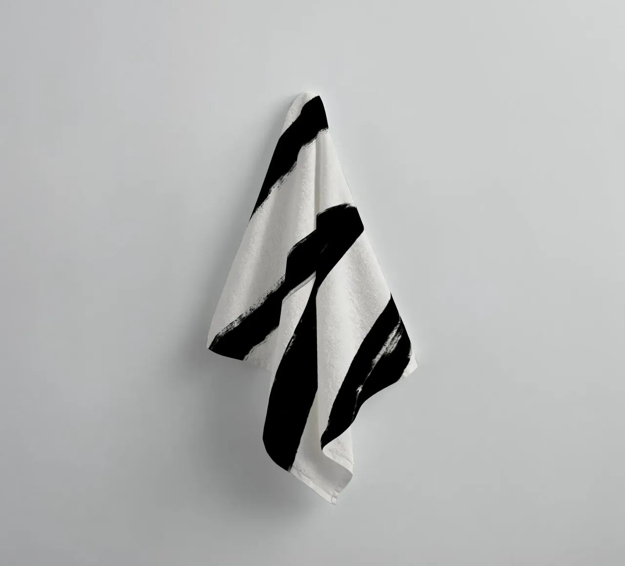 Minimalist Japandi artwork with black brushstrokes III towel by Imaginative