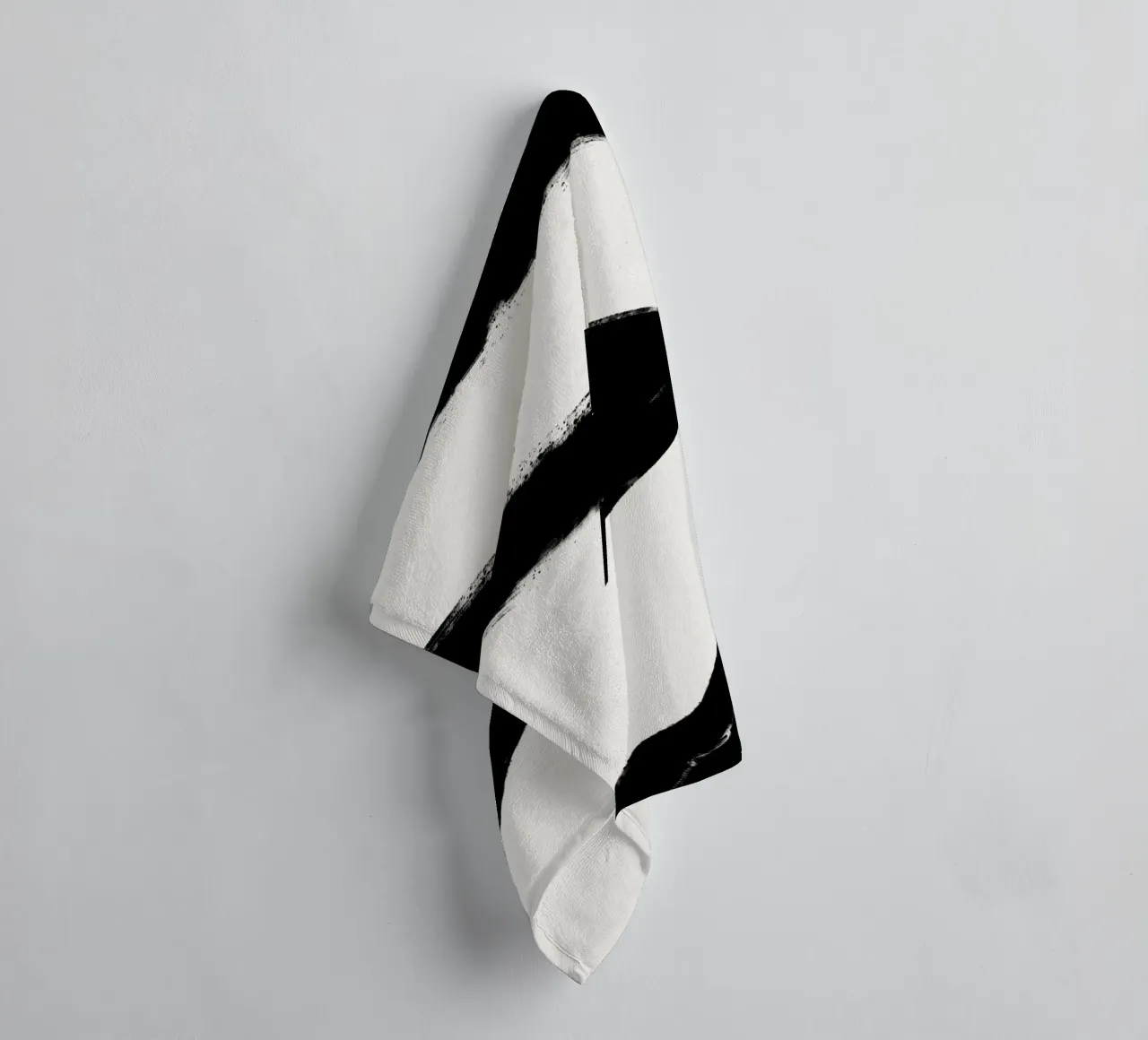 Minimalist Japandi artwork with black brushstrokes III towel by Imaginative