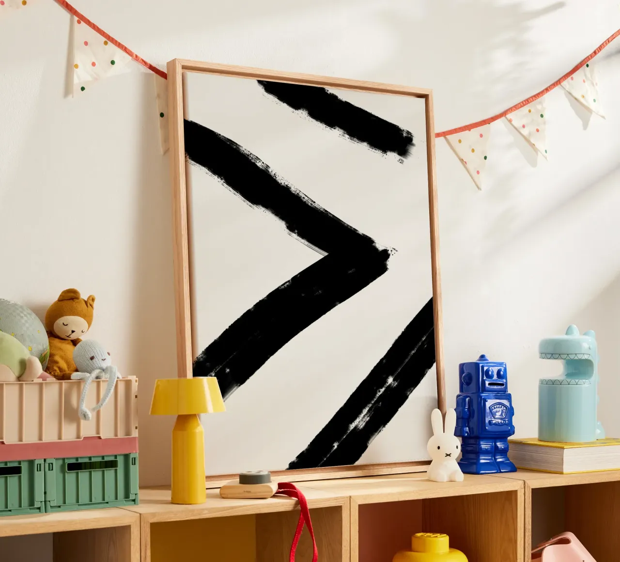 Minimalist Japandi artwork with black brushstrokes III canvas by Imaginative