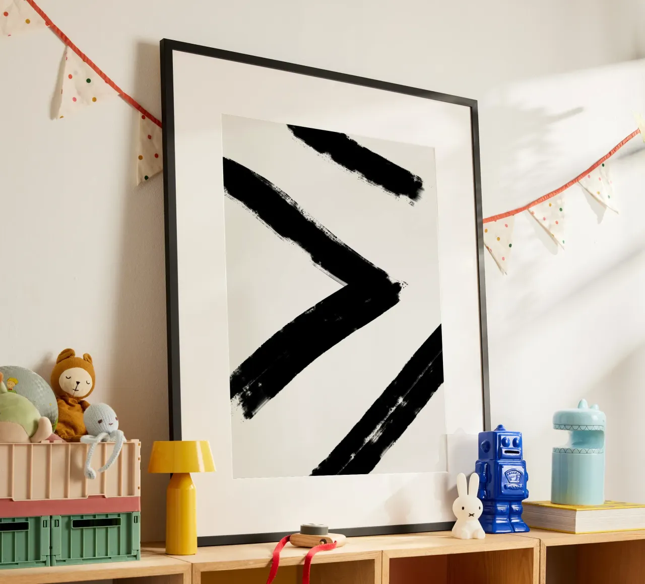 Minimalist Japandi artwork with black brushstrokes III hahnemühle by Imaginative