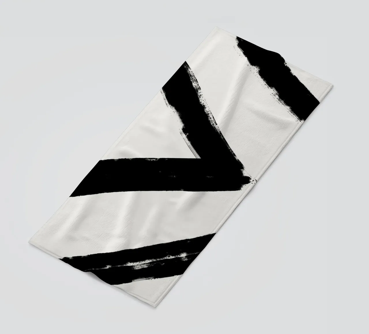 Minimalist Japandi artwork with black brushstrokes III beach towel by Imaginative